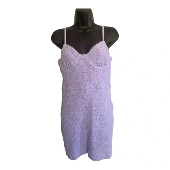 Lulus Lilac Textured Spaghetti Strap Mini Dress Size M - Picture 3 of 7